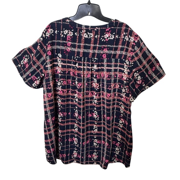 Woman Within Floral Plaid Short Sleeve Tunic Top - Picture 10 of 10